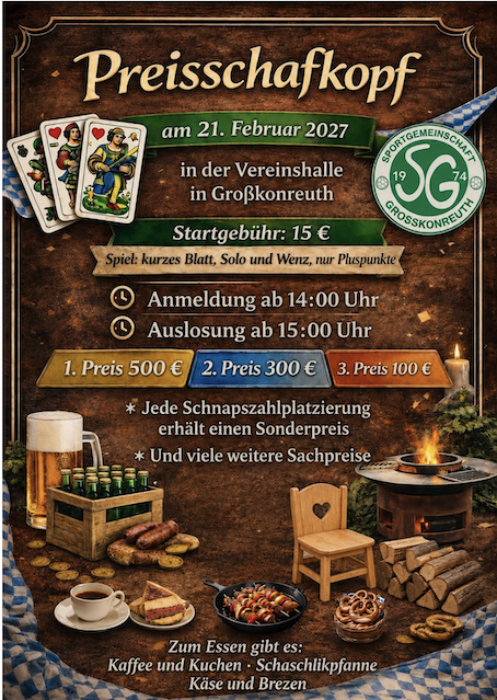 Flyer zum Schafkopfrennen in Mähring-Großkonreuth